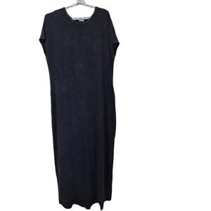 LuLaRoe Maria Maxi Dress 3XL Black Acid Wash Short Sleeve Stretch T-Shirt Dress